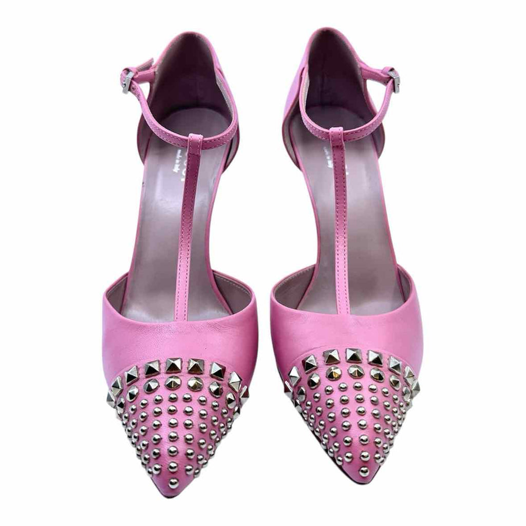 GUCCI Size 7 Pink Leather Studs Pumps
