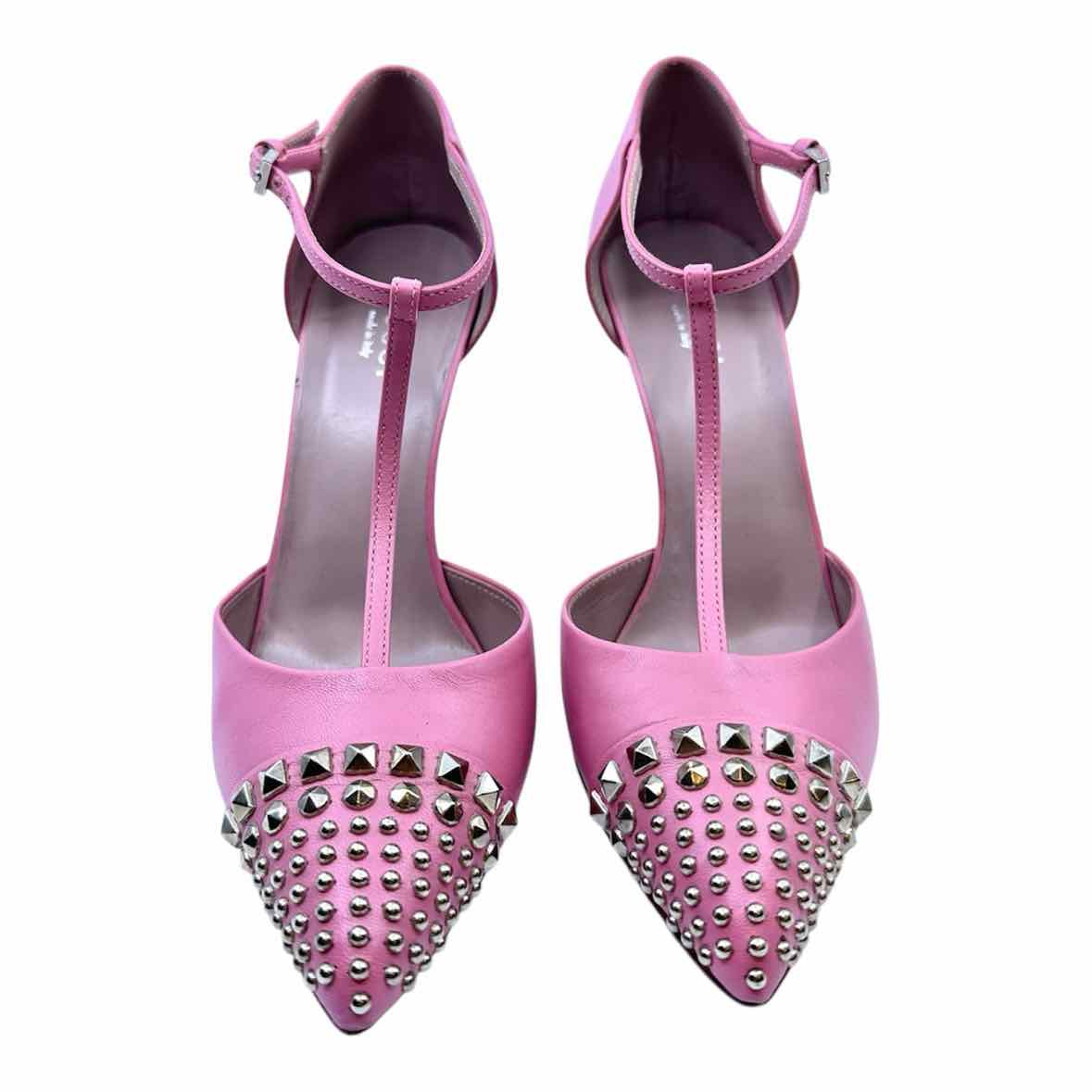 GUCCI Size 7 Pink Leather Studs Pumps