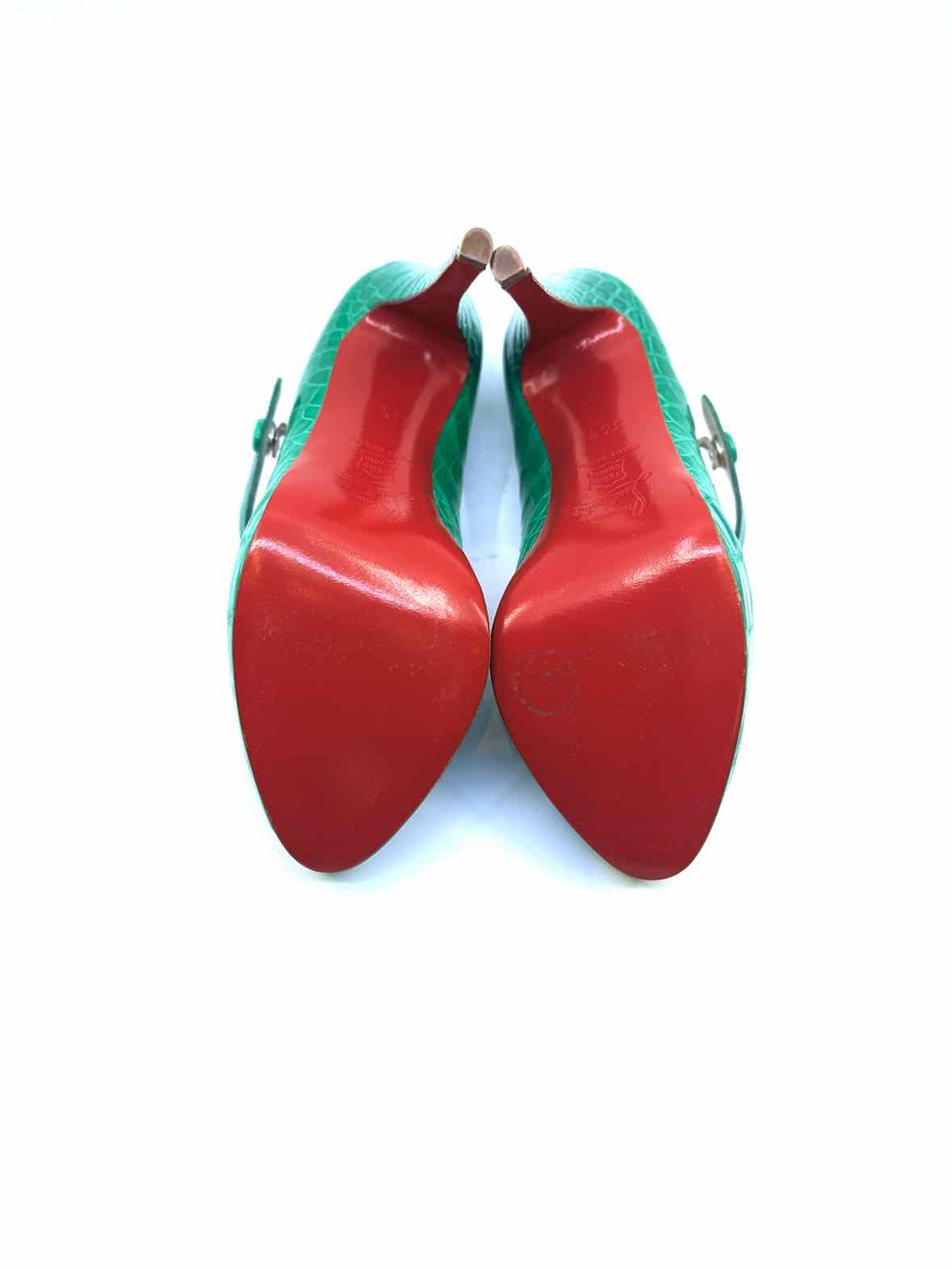 CHRISTIAN LOUBOUTIN Size 6.5 Green Leather Pumps