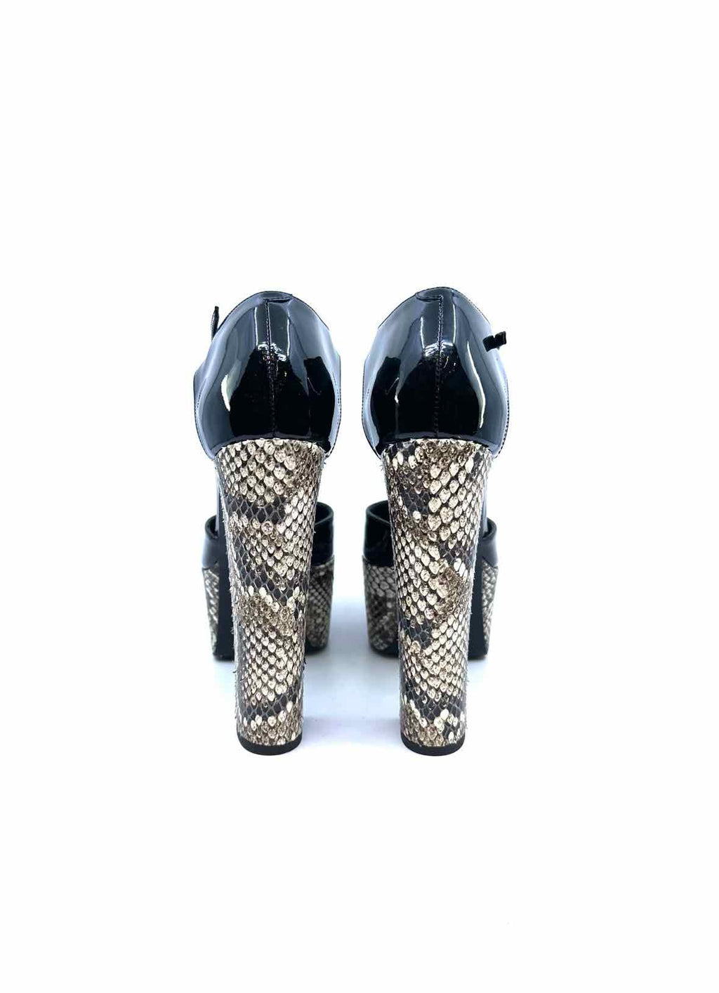 GIUSEPPE ZANOTTI Size 7.5 Black & Grey Patent Leather Pumps