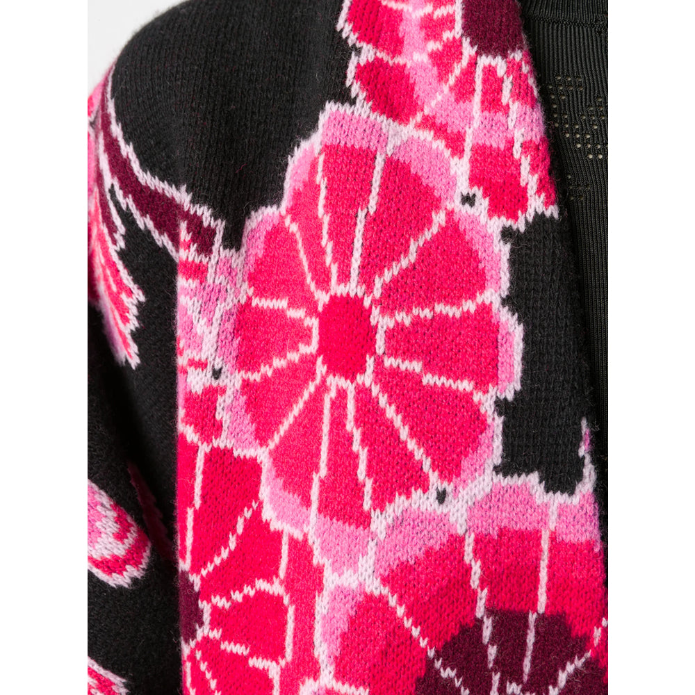 Black Fuchsia Virgin Wool Batwing Coat