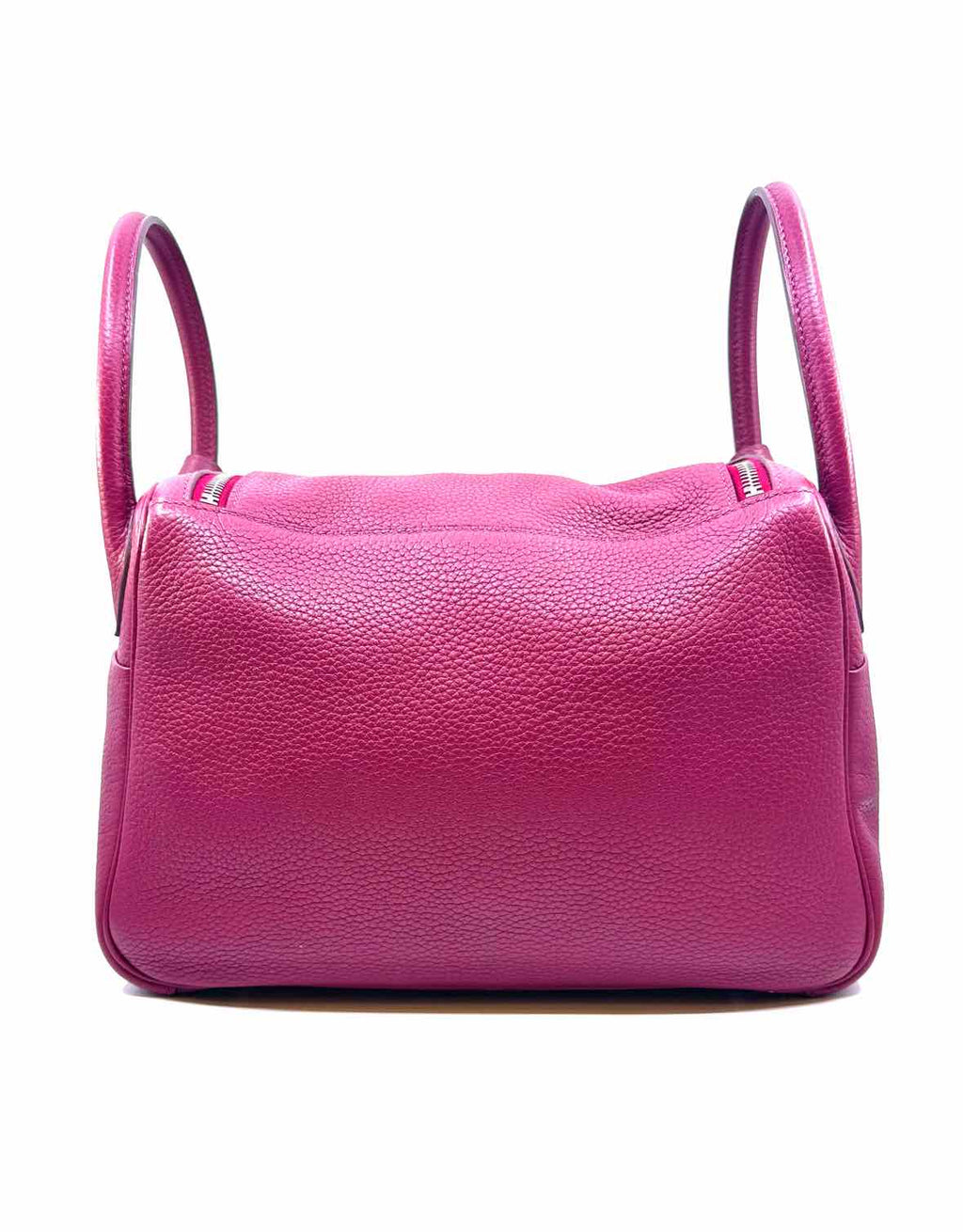 HERMES Taurillon Clemence Lindy Mauve Pebbled Leather Solid Handbag