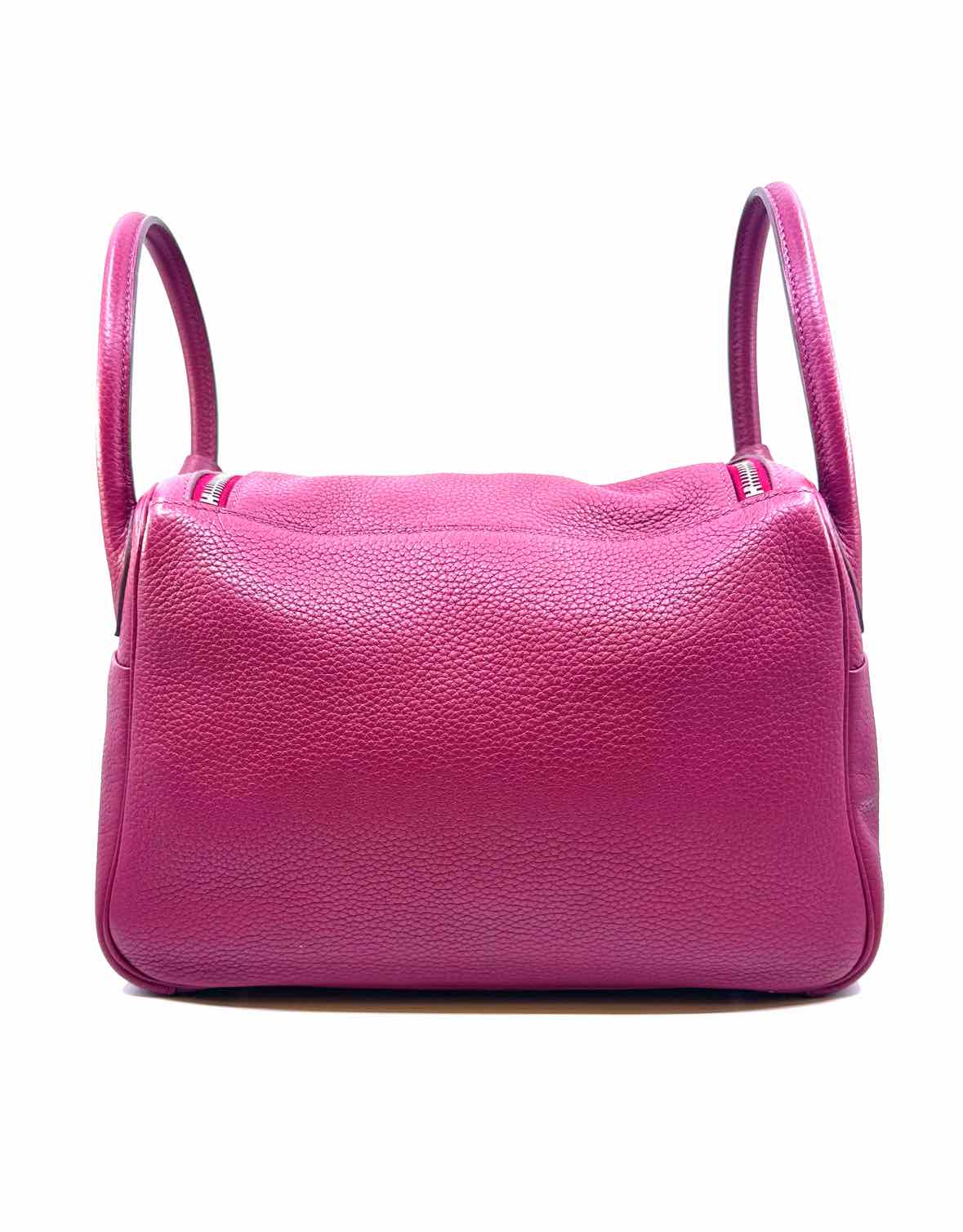 HERMES Taurillon Clemence Lindy Mauve Pebbled Leather Solid Handbag