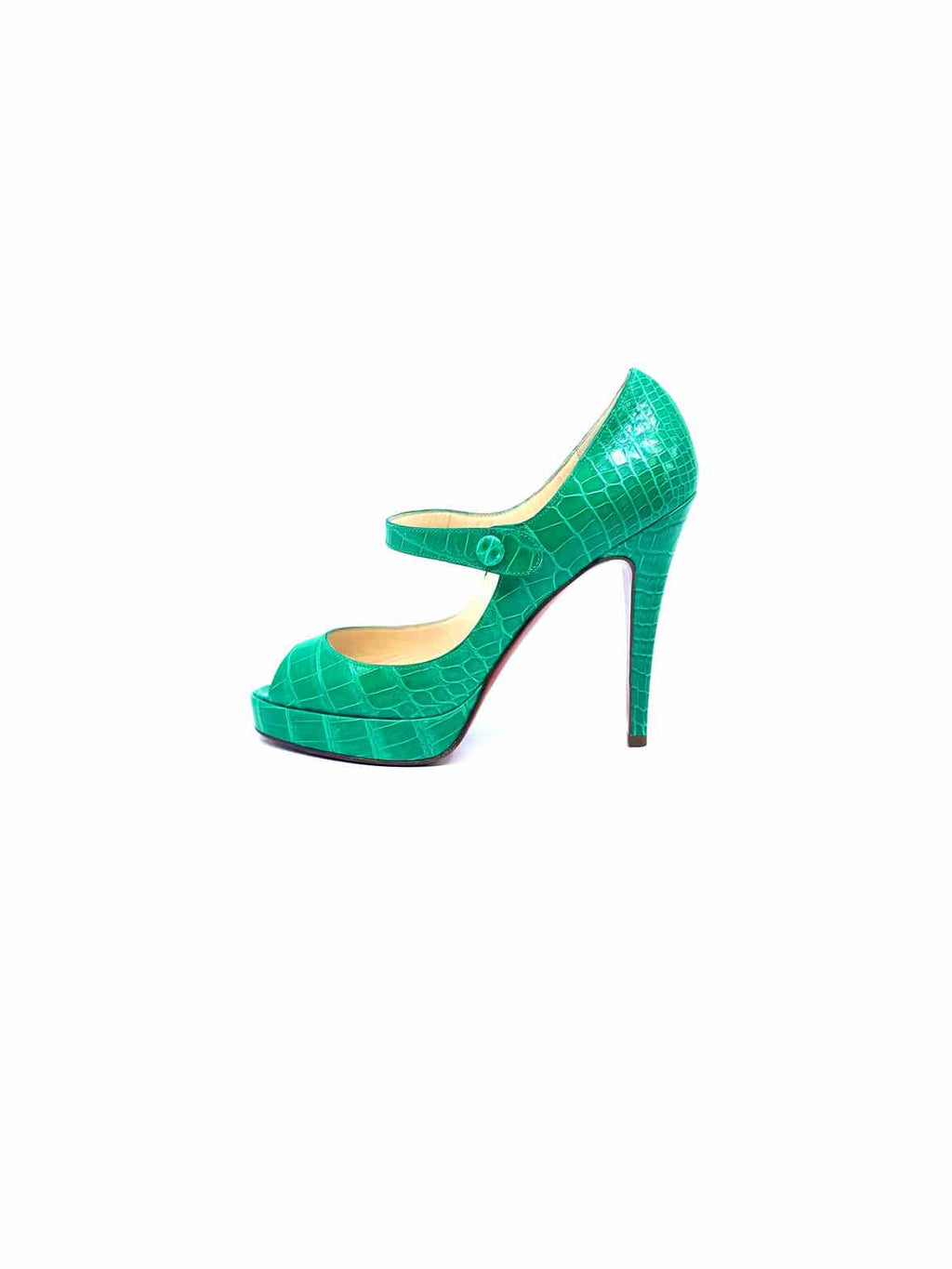 CHRISTIAN LOUBOUTIN Size 6.5 Green Leather Pumps