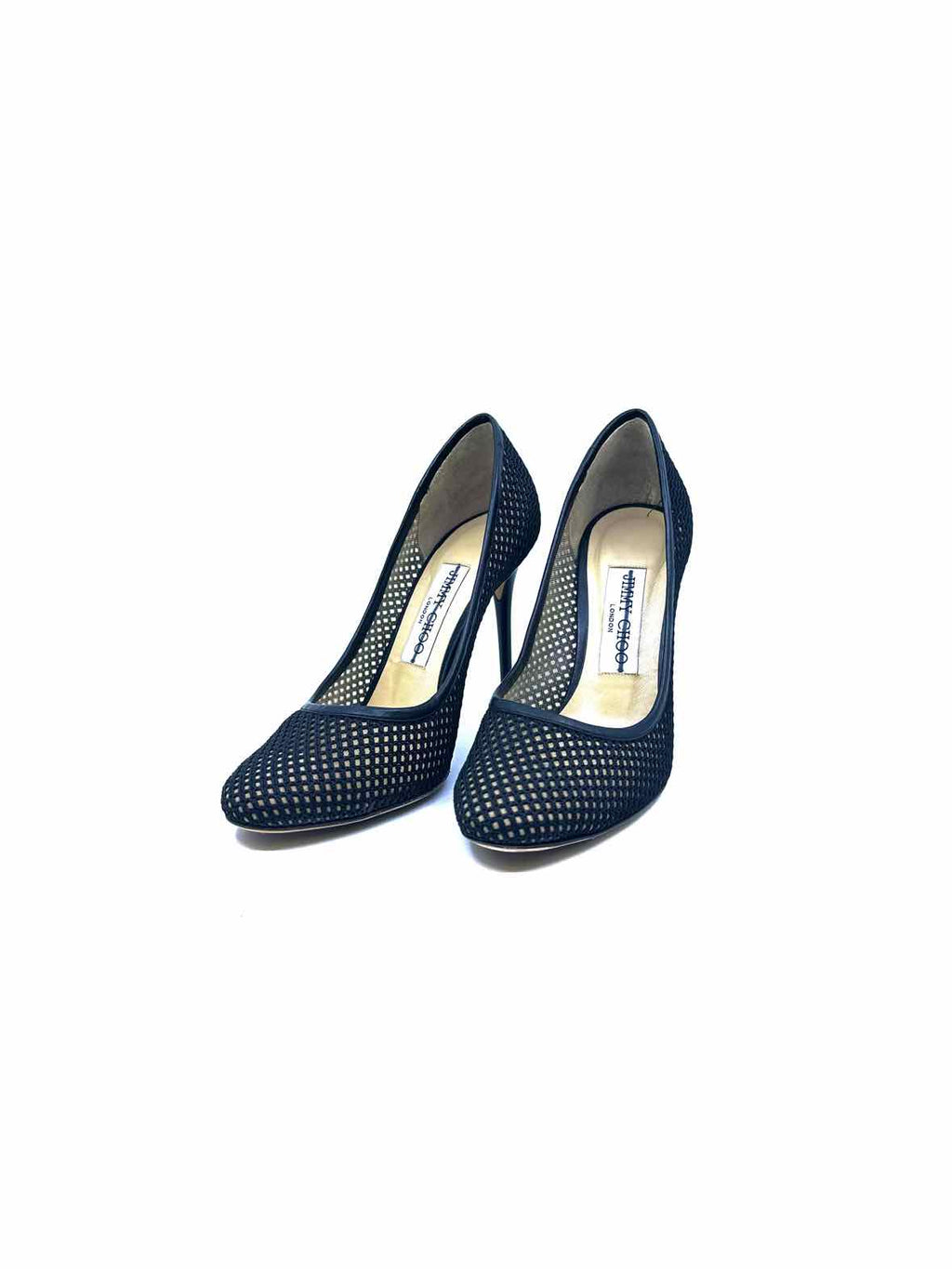 JIMMY CHOO Size 7.5 Black Mesh Solid Pumps
