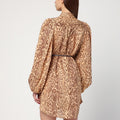 Leopard print short dress in linen