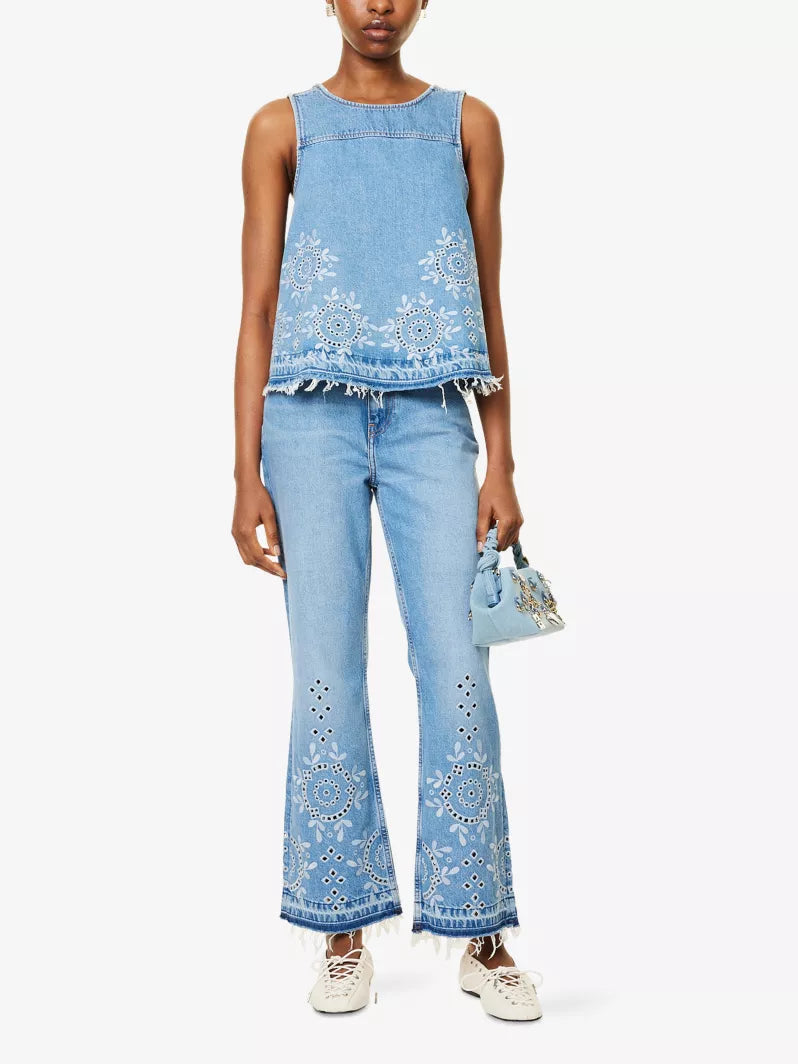 Ganni Broderie Anglaise Betzy Cropped Jeans
