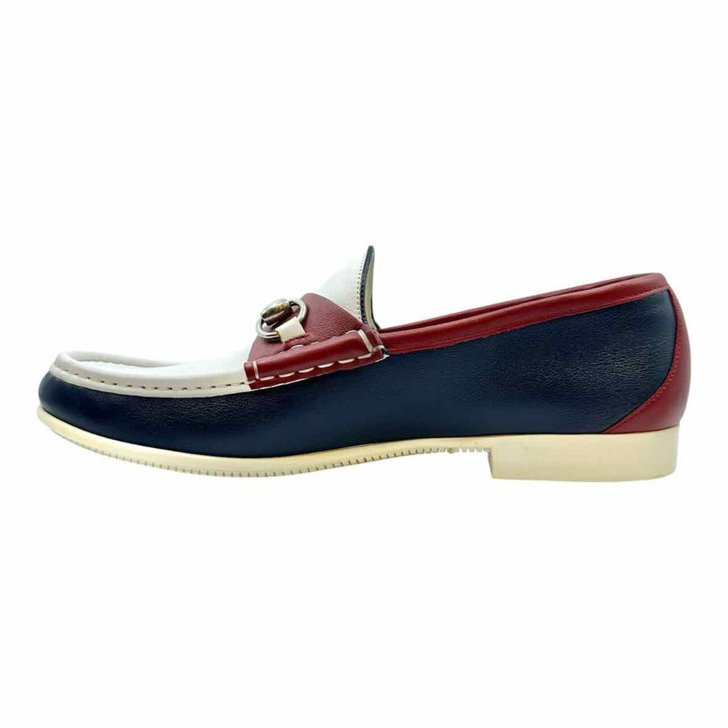 GUCCI Size 8 Red, White, Blue Men's Loafers