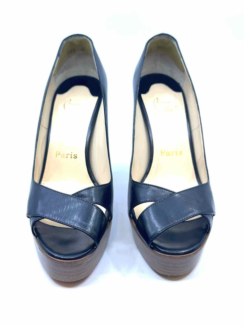 CHRISTIAN LOUBOUTIN Size 8.5 Black Leather Solid Pumps