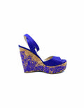 JIMMY CHOO Purple Leather Floral Wedge, Size 10.5