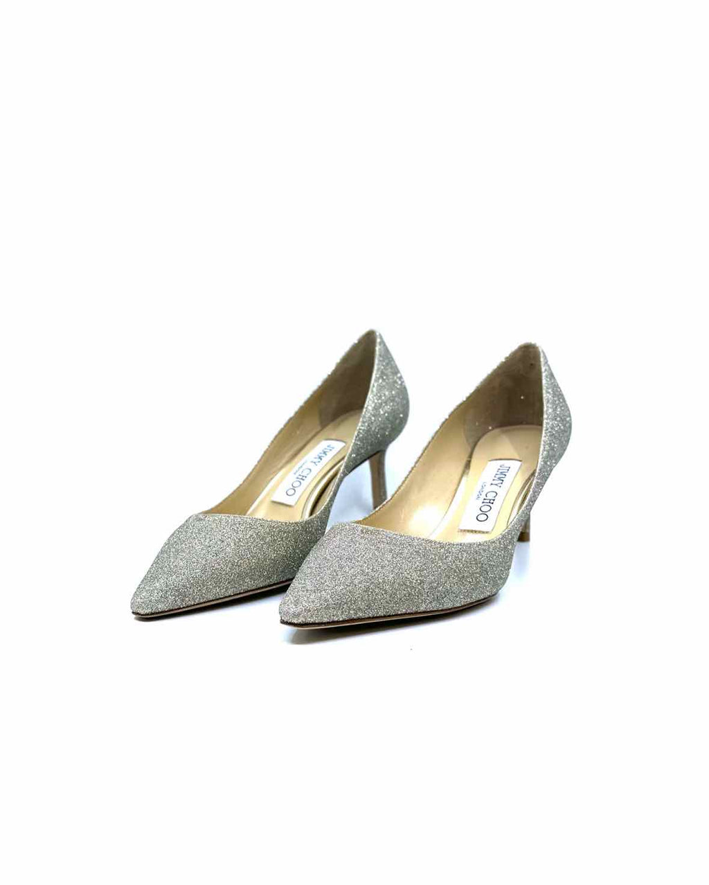 JIMMY CHOO Size 5 Silver Glitter Pumps