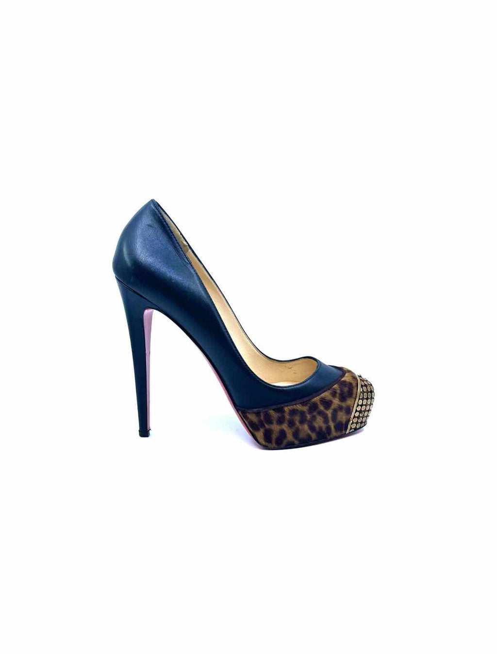 CHRISTIAN LOUBOUTIN Size 10 Brown, black Leather Pony Hair Cheetah print Pumps