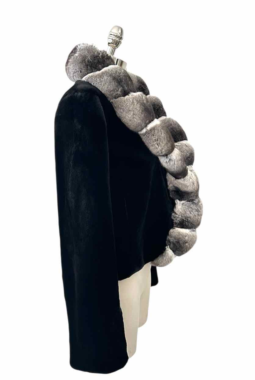 HILLIS Black Mink Chinchilla Coat Size M