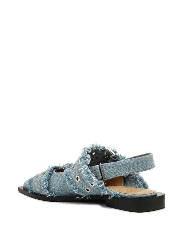 Ganni Denim Charms Feminine Buckle Ballerina