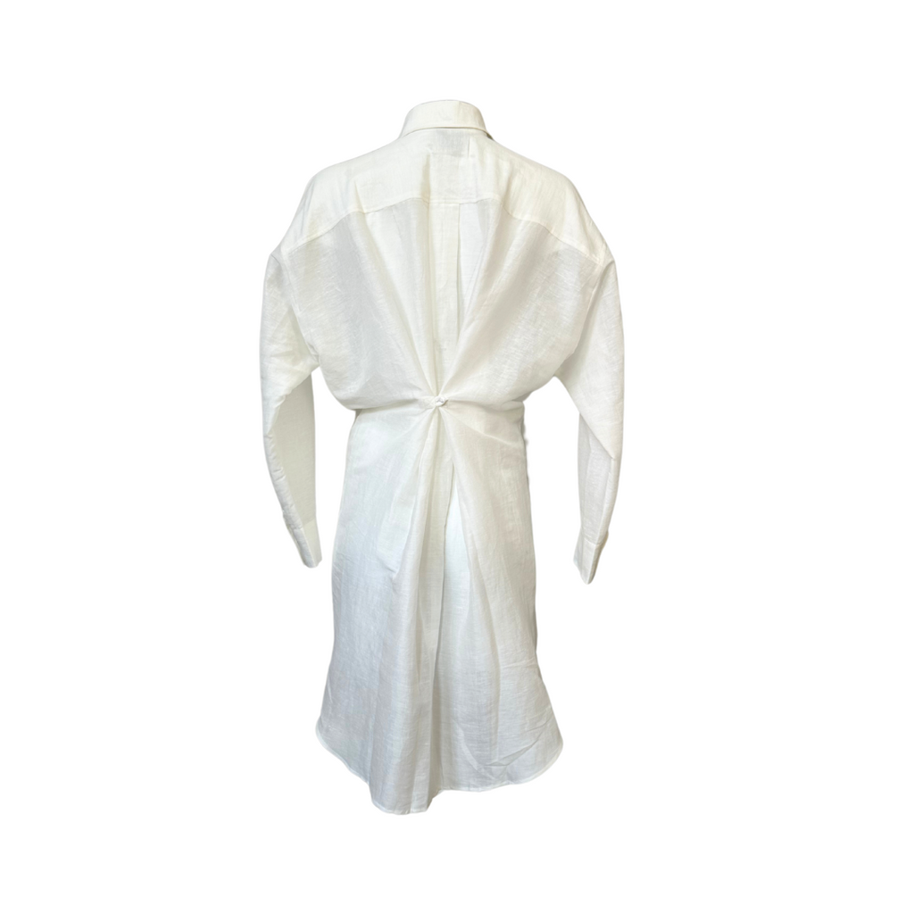 Citrus Silver Palm Shirt Dress - White