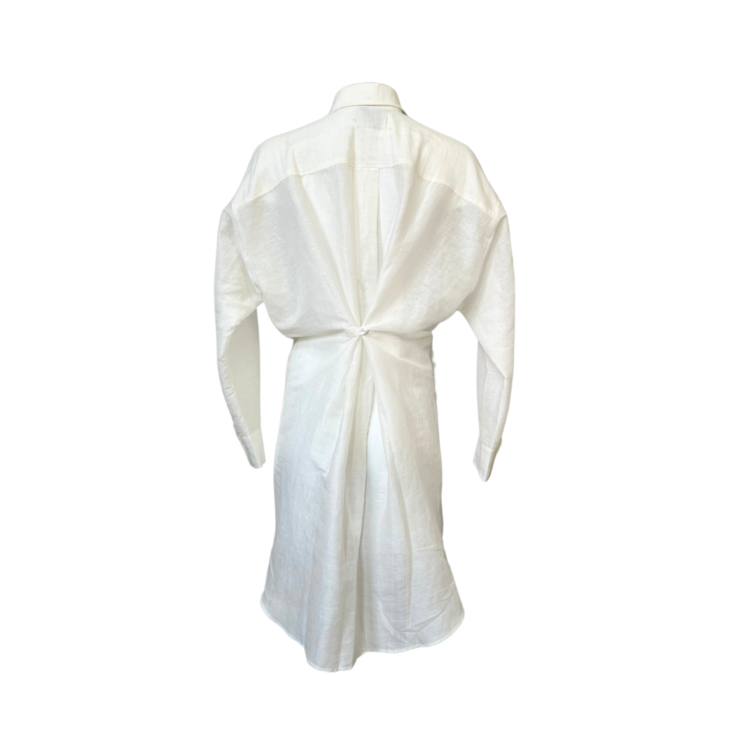 Citrus Silver Palm Shirt Dress - White