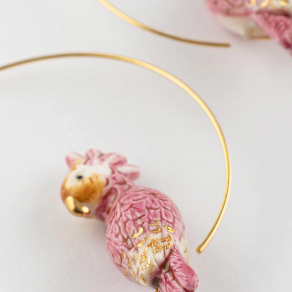 Nach Pink Cockatoo Hoop Earrings