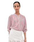 Marant Etoile Sapha Stripe Blouse in Ecru, Red