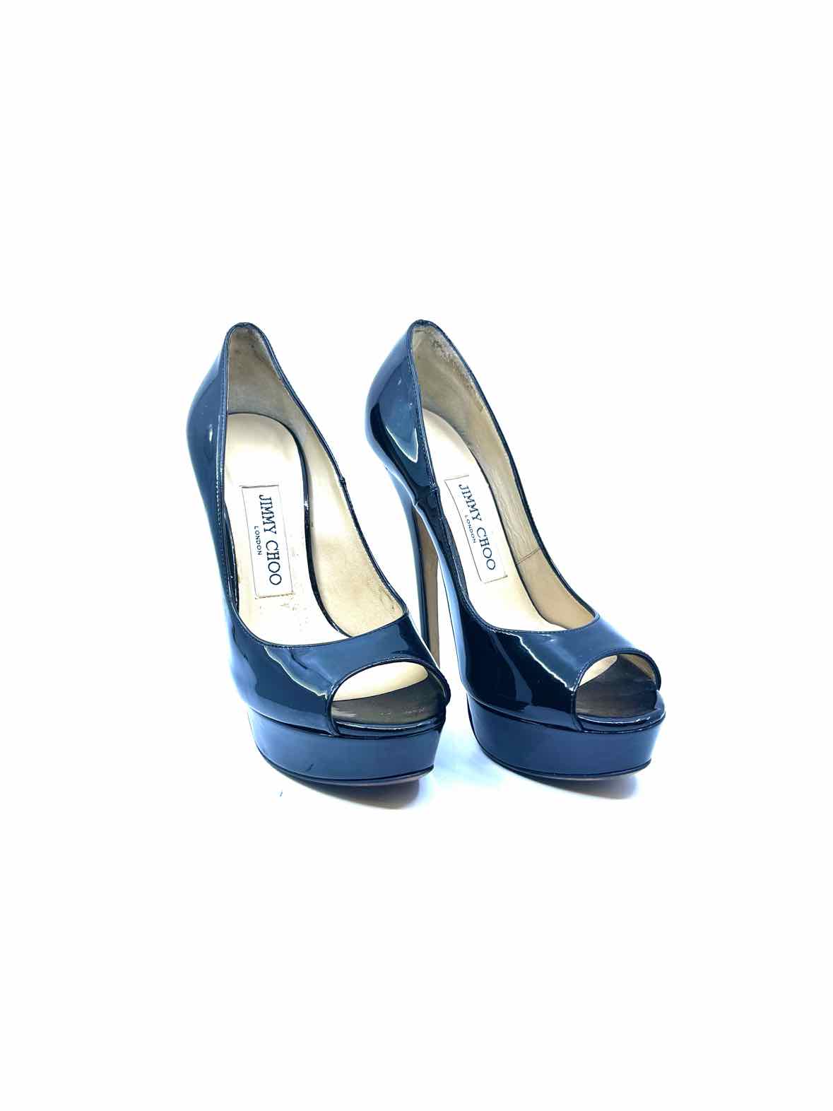 JIMMY CHOO Size 6.5 Black Patent Leather Pumps