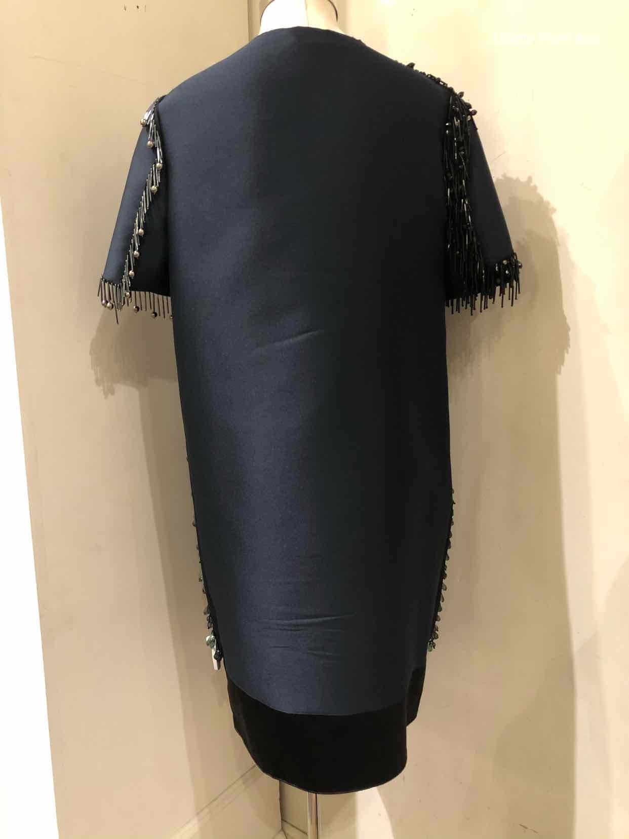 LANVIN Navy Beaded Fringe Dress | 6