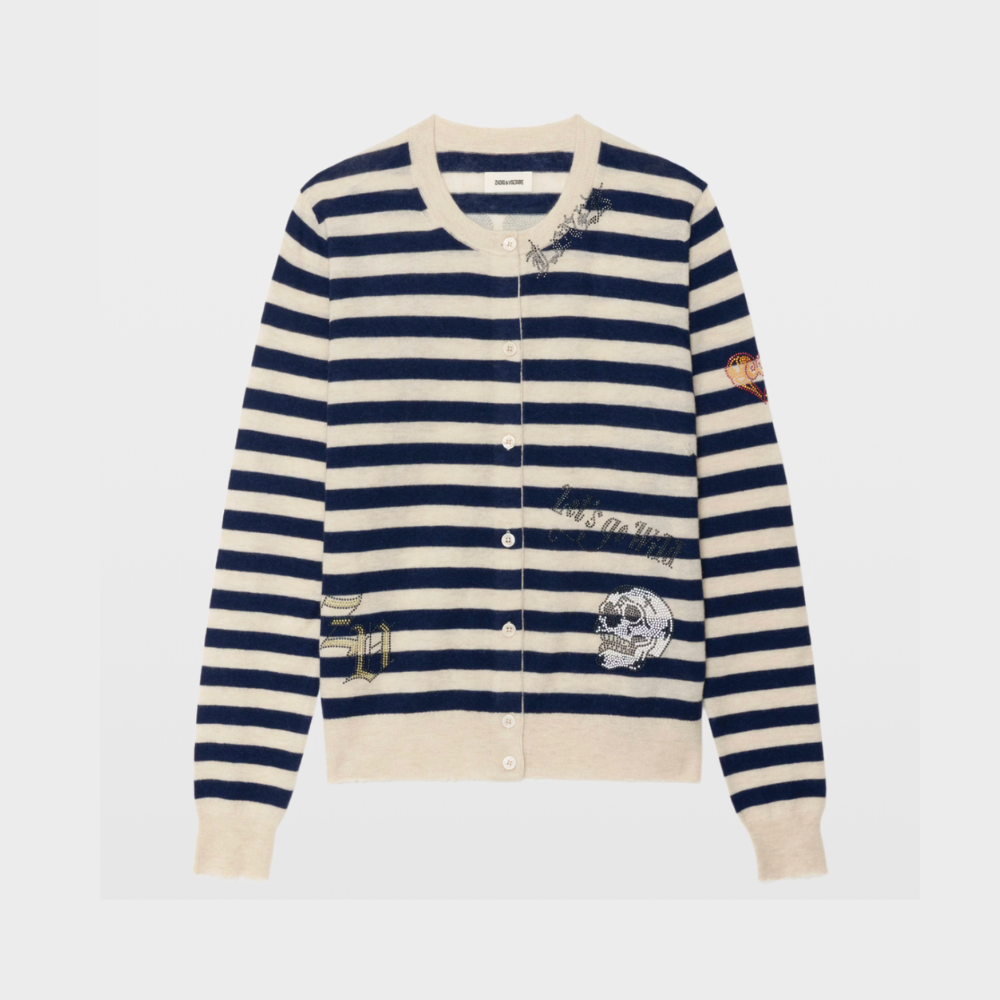 Zadig & Voltaire Missya Stripes Strass Cardigan - Marine