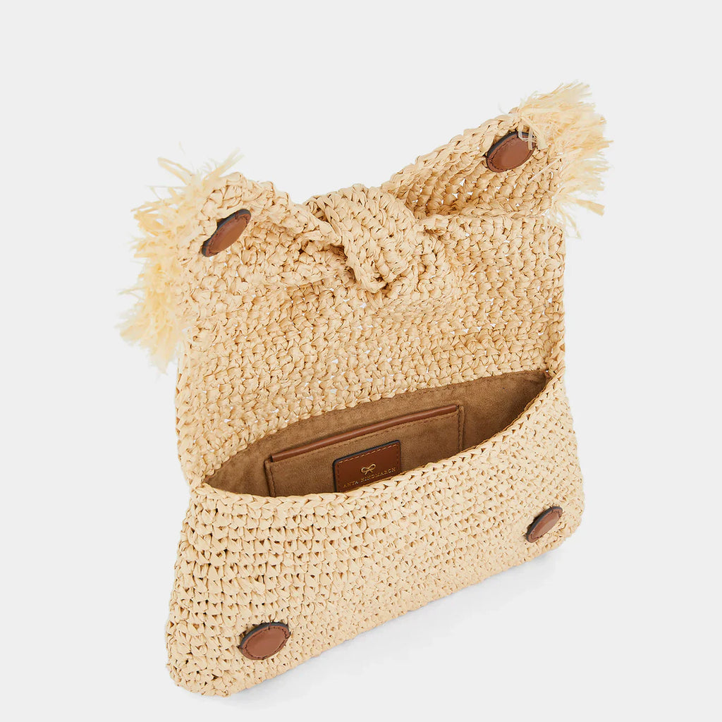 Anya Hindmarch Bow Clutch in Natural Raffia