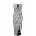 Draped Feather Sequin Gown