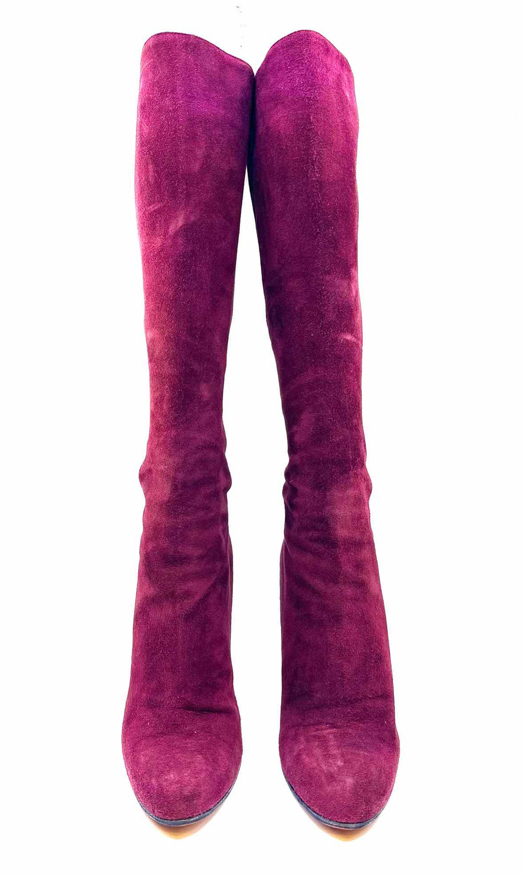CHRISTIAN LOUBOUTIN Size 9.5 Burgundy Suede Tall Boot