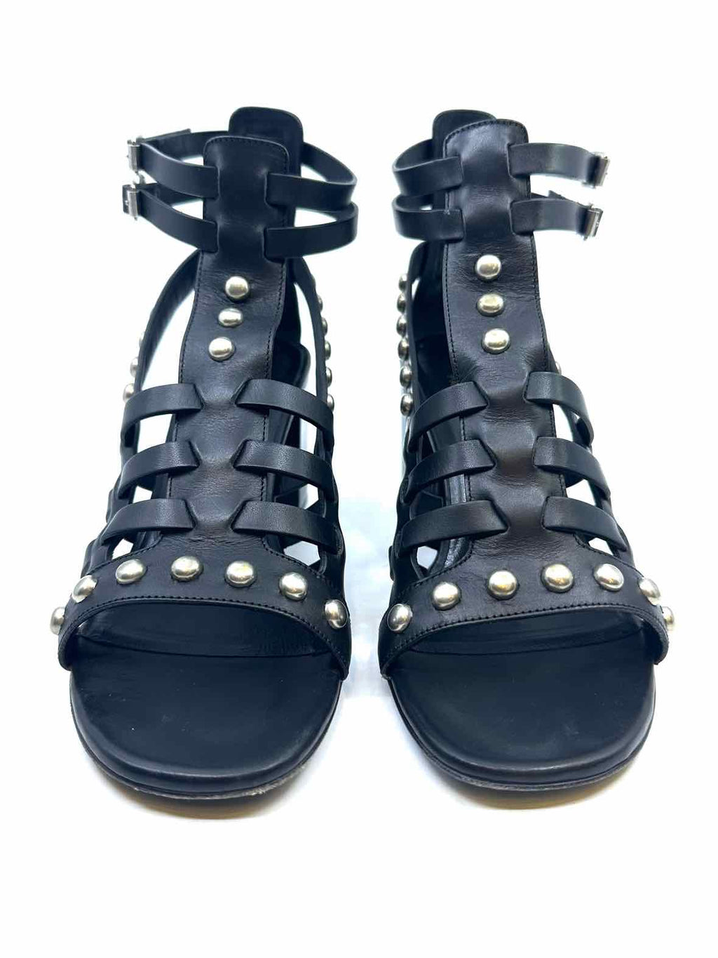 YVES SAINT LAURENT Size 9 Black Leather Solid Sandals