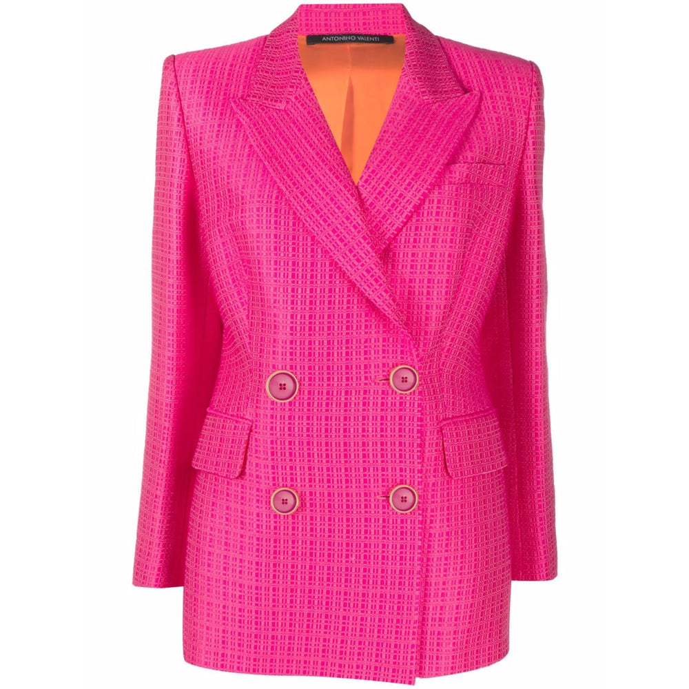 Vibrant Fuschia Jacquard Coat
