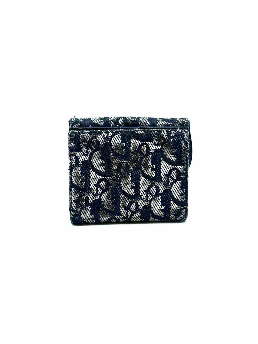 CHRISTIAN DIOR Navy, Cream Canvas Monogram Wallet