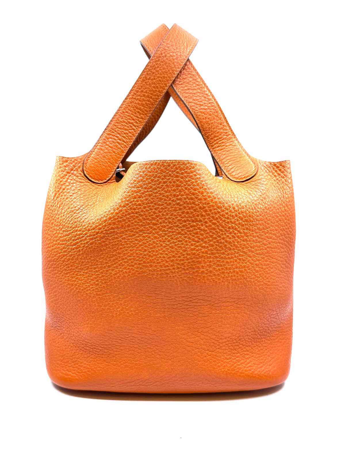 HERMES Orange Leather Pebble Handbag