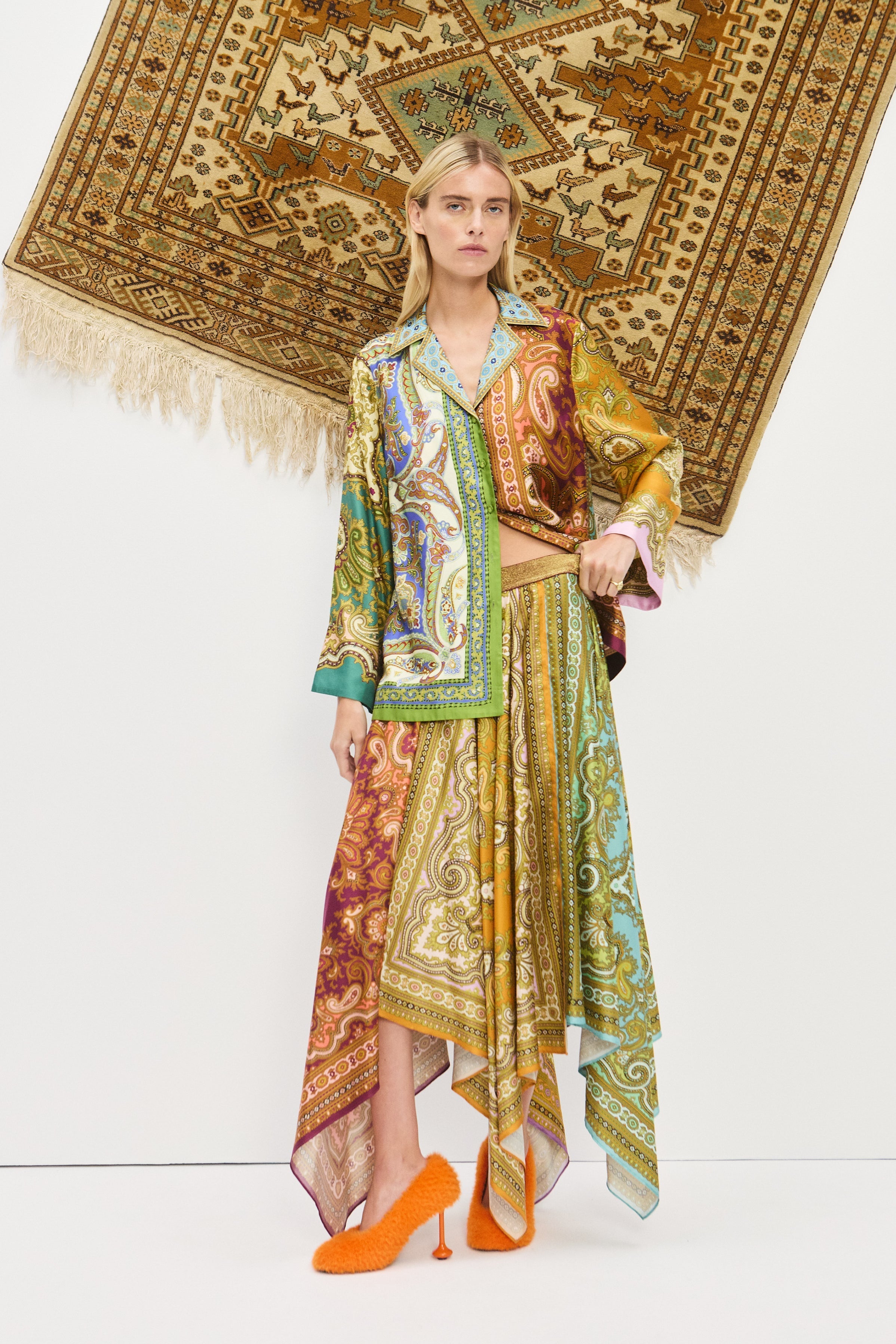 CLEMENZA SPLICED SILK SHIRT