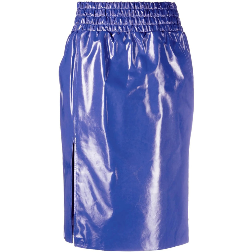 Royal Blue Silk Calf Leather Trousers