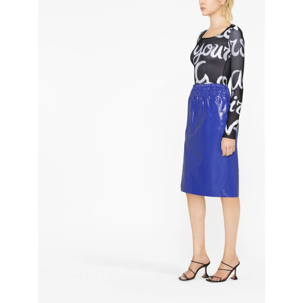 Royal Blue Silk Calf Leather Trousers