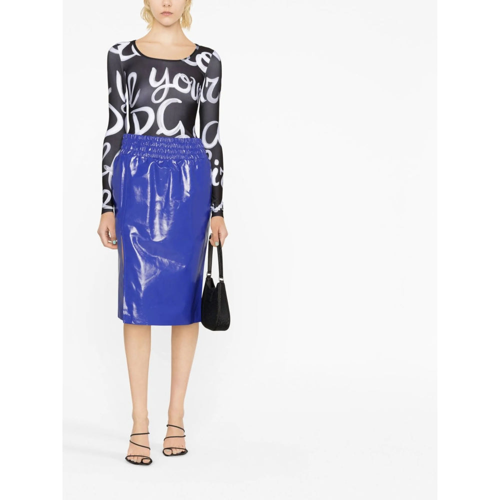 Royal Blue Silk Calf Leather Trousers