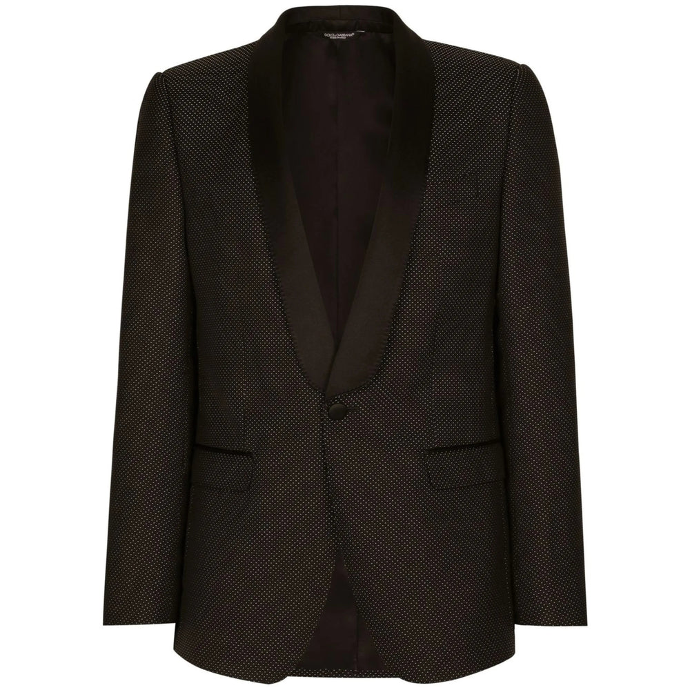 Black Silk Blend Shawl Lapel Blazer