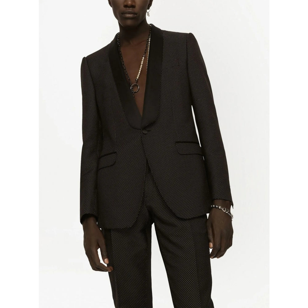 Black Silk Blend Shawl Lapel Blazer