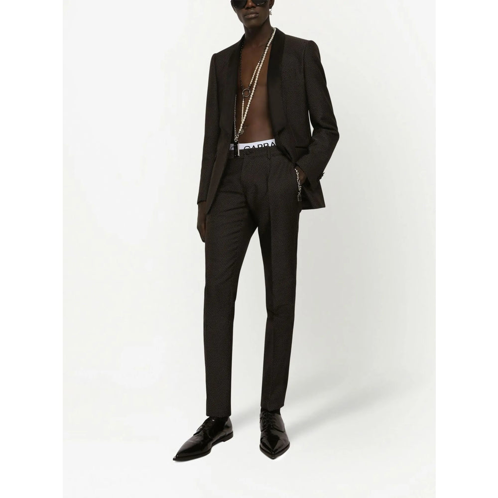 Black Silk Blend Shawl Lapel Blazer