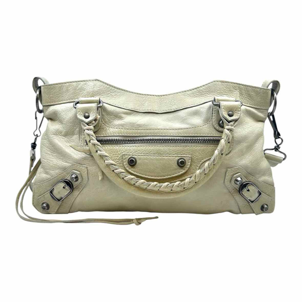 BALENCIAGA City Cream Leather Solid Handbag