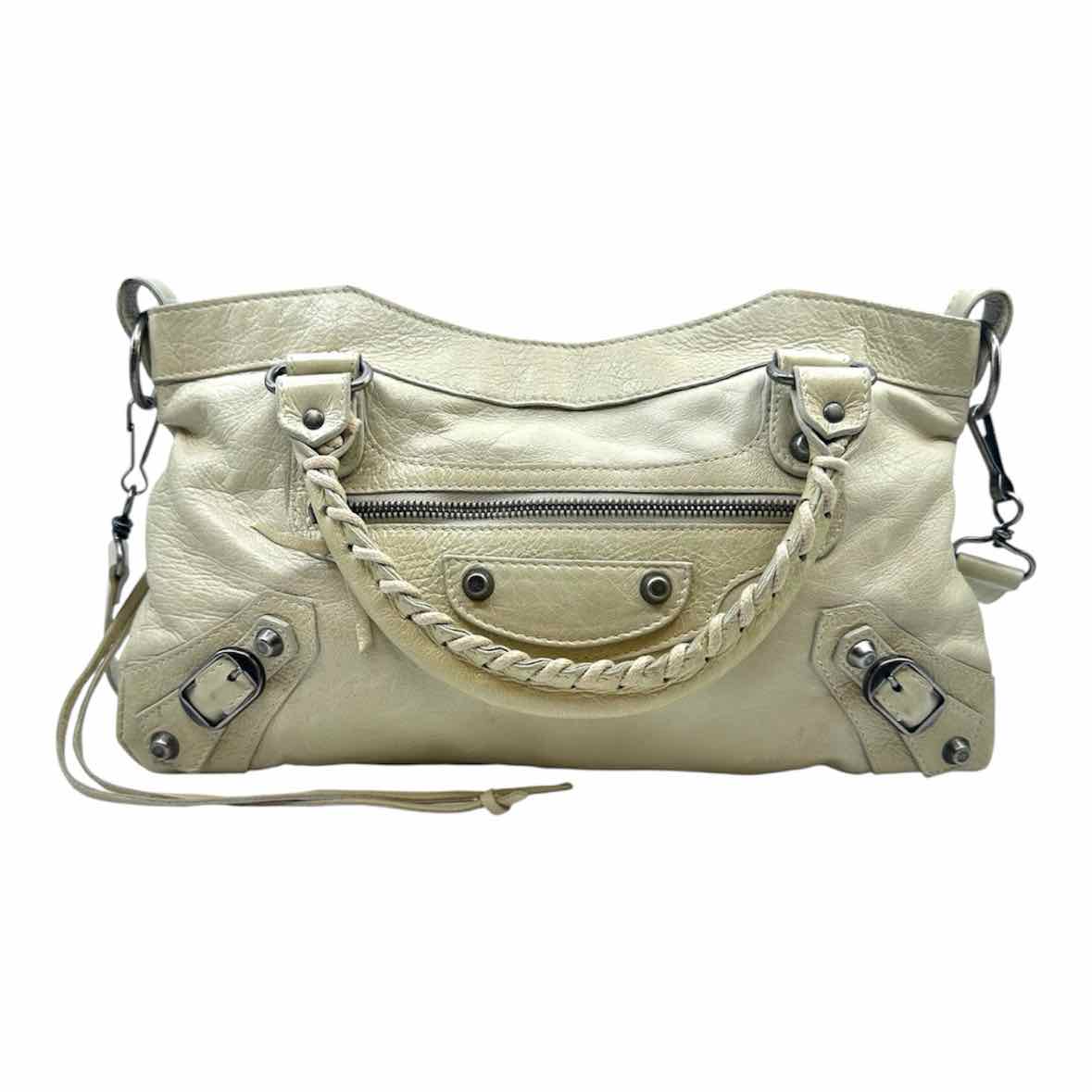 BALENCIAGA City Cream Leather Solid Handbag