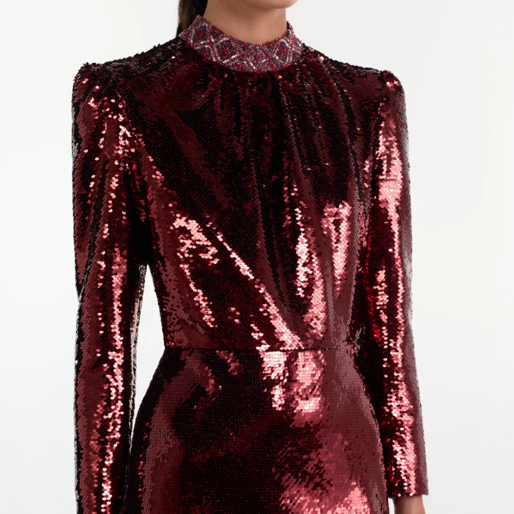 Saloni Jena Dress - Deep Garnet