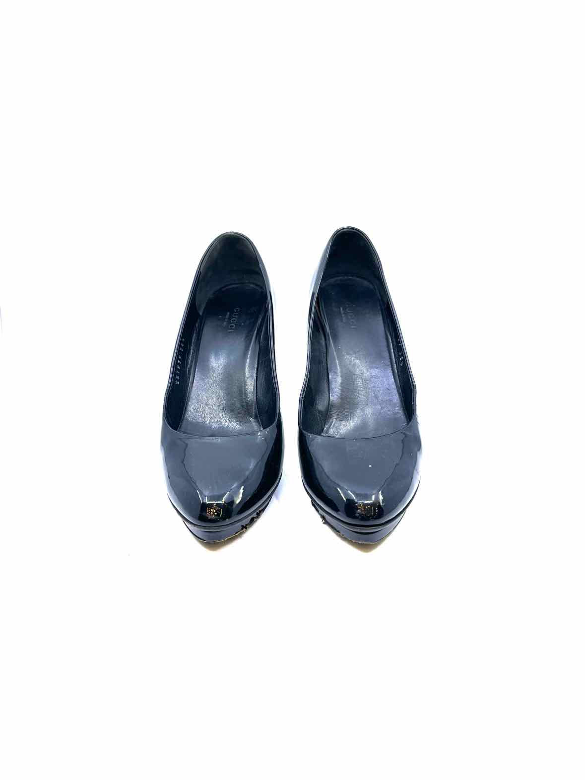 GUCCI Size 8.5 Black Patent Leather Pumps