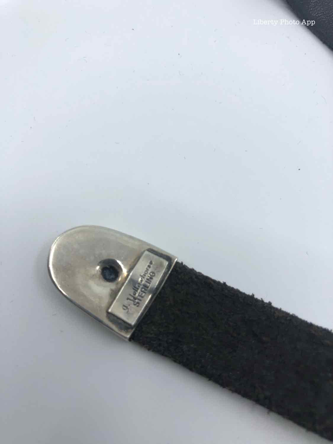 YELLOWHORSE Black Leather and Sterling Concho Belt