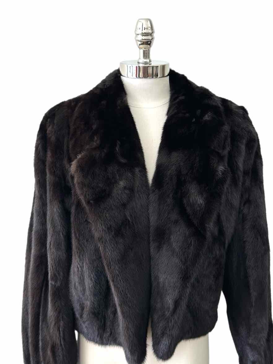 OSCAR DE LA RENTA Black Ranch Mink Fur Coat Size M