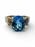 14K Blue Topaz Diamond Ring