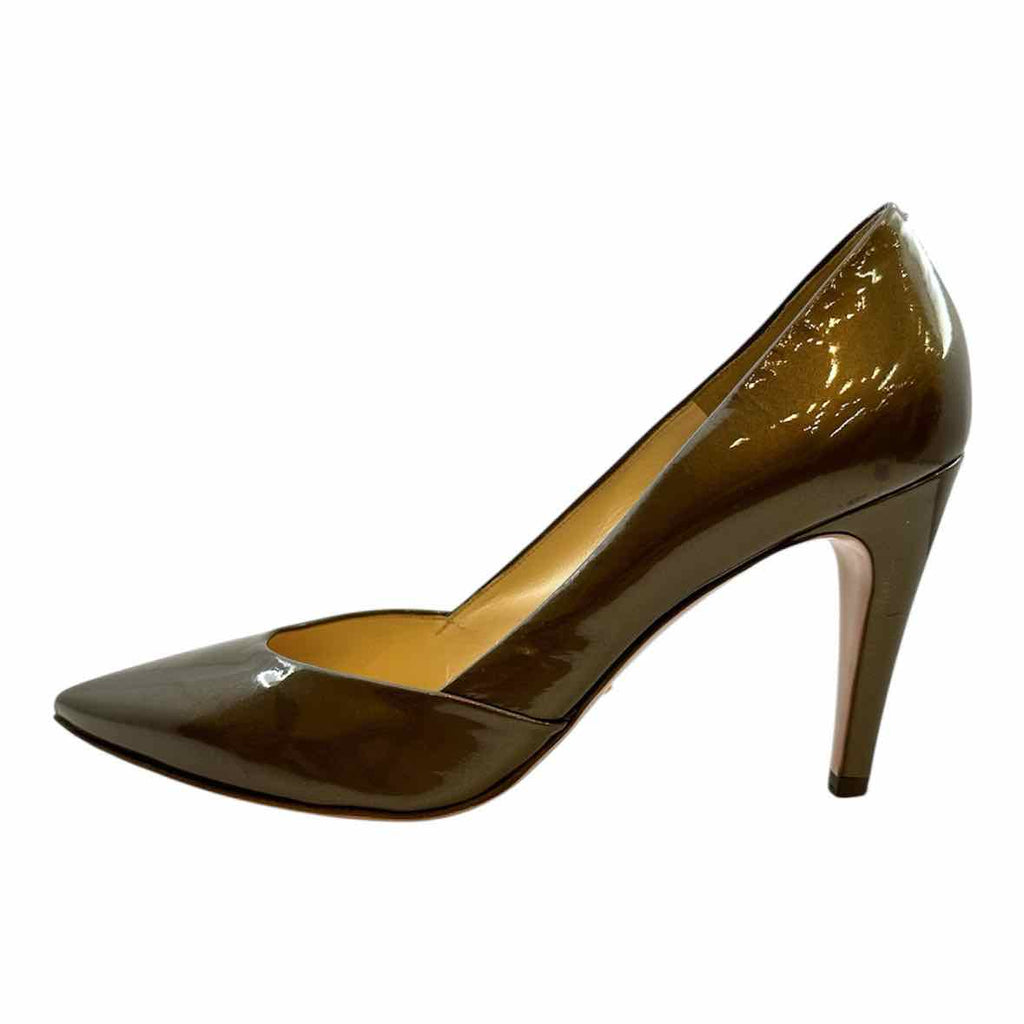 PRADA Size 9.5 Taupe Patent Leather Pumps