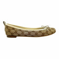 GUCCI Size 9 Brown, White Canvas Monogram Flats