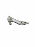 ROGER VIVIER Size 7.5 Ivory Patent Leather Plastic Solid Pumps