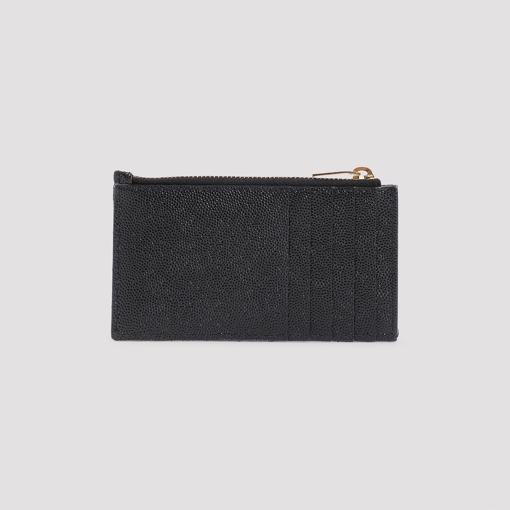 Black Matelasse Leather Zip Card Case